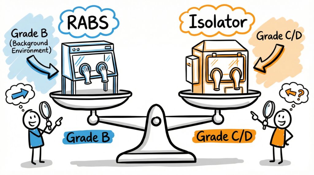 【結論】RABSとアイソレータの比較：無菌保証レベルと背景環境要件の決定的違い